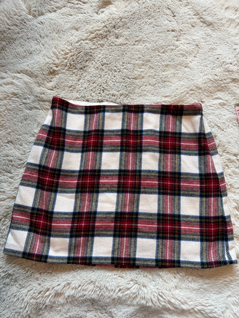 Abercrombie and Fitch Plaid Mini Skirt in White and Red